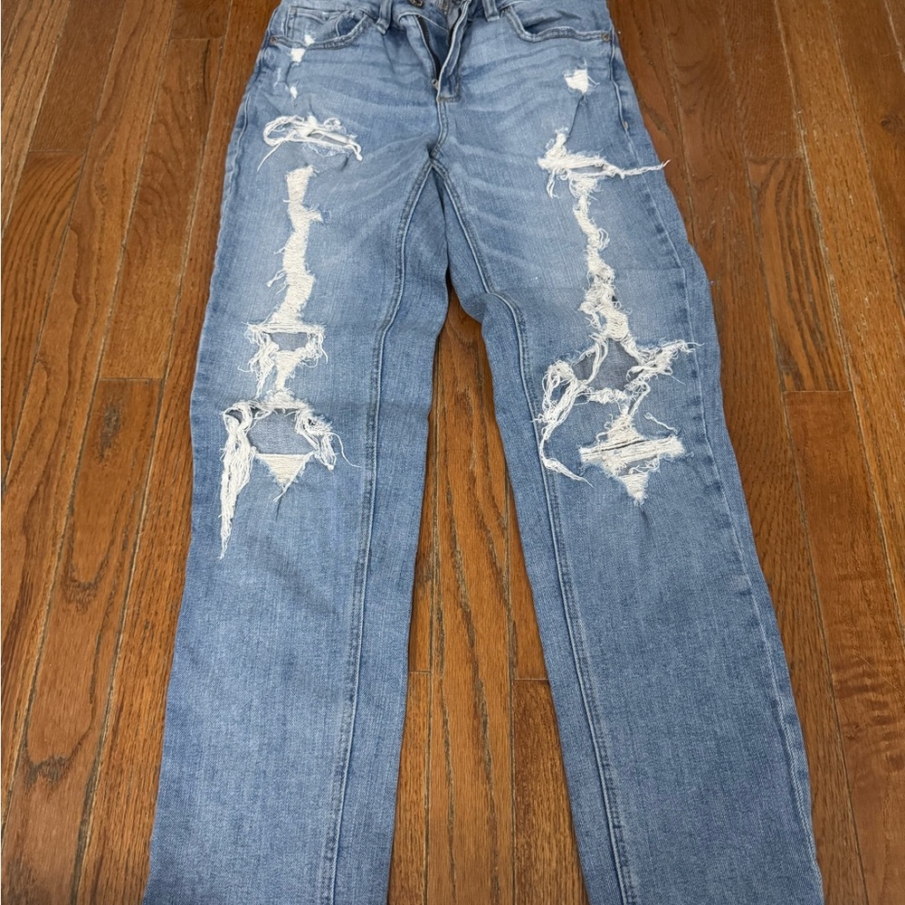 Distressed Blue Jeans